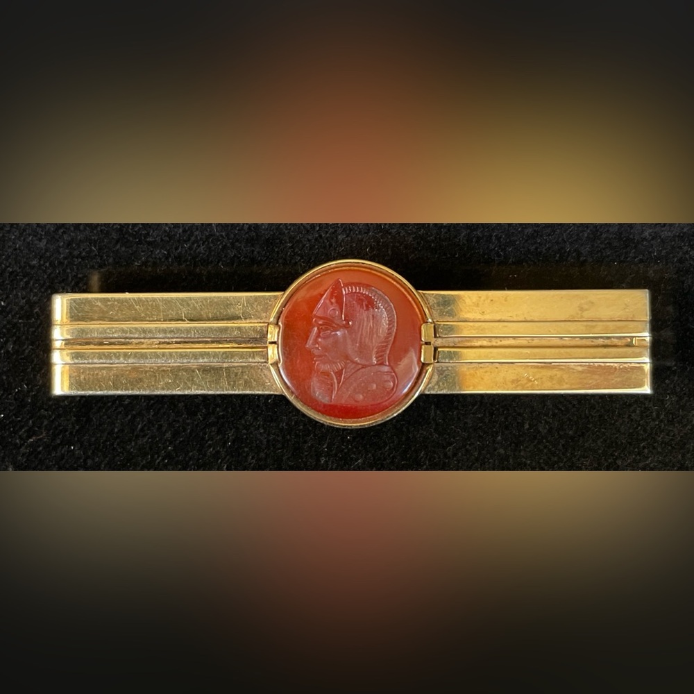 Swank - Vintage Tie Bar - Carnelian Intaglio - Faux?